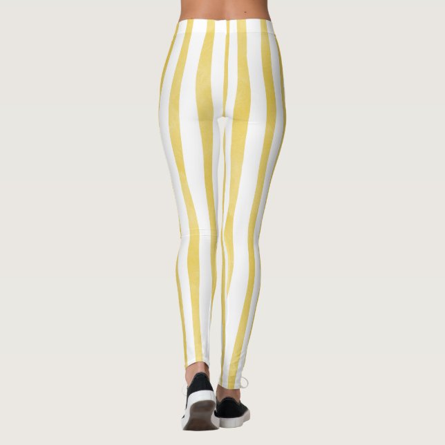 Striped Yellow and White    Leggings (Back)