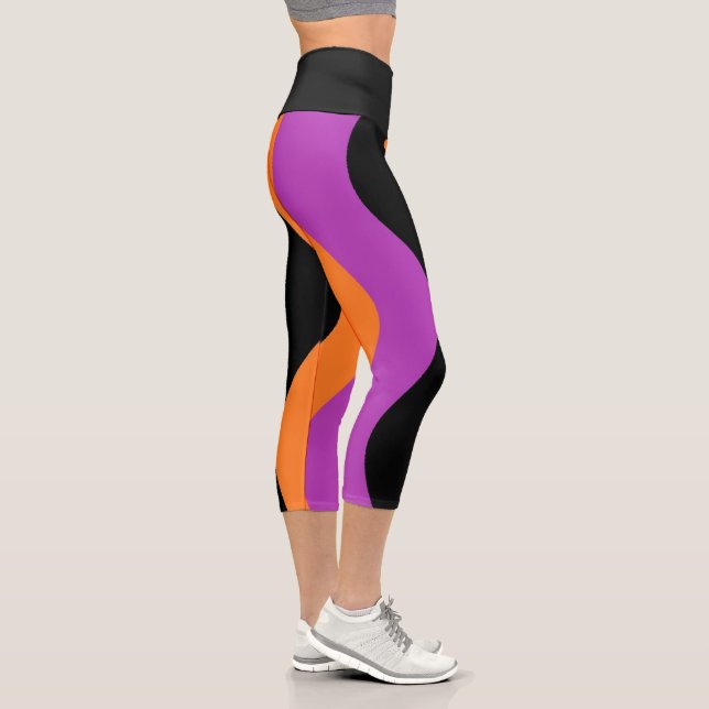 Striped Yoga Pants Purple Black & Orange Leggings  (Right)