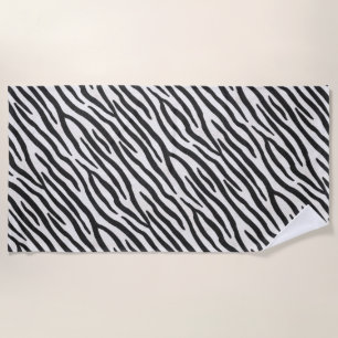 Striped Zebra Fur Realistic Exotic Animal Print Beach Towel