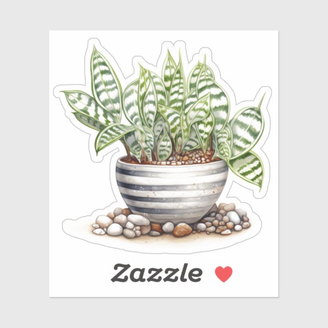 Striped Zebra Haworthia Pot Plant Vinyl Sticker (Sheet)