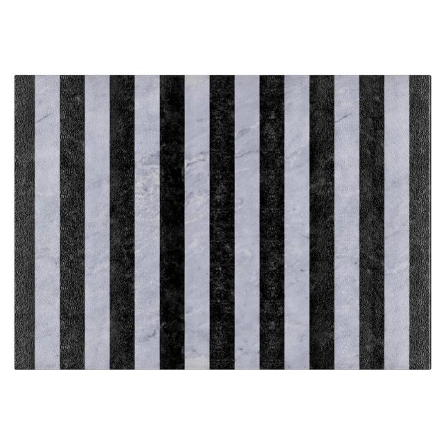 STRIPES1 BLACK MARBLE & WHITE MARBLE CUTTING BOARD (Front)