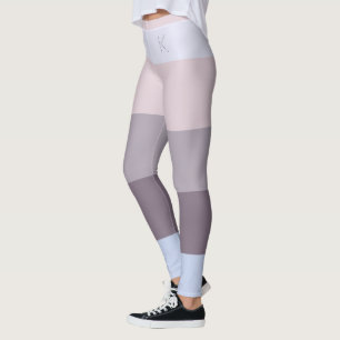 Stripes, 5 Colours Blue Brown Grey Pink, Monogram Leggings