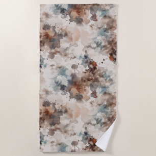 Stripes Abstract Blue Cream Brown Beach Towel