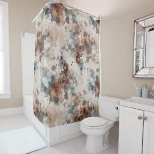 Stripes Abstract Blue Cream Brown Shower Curtain