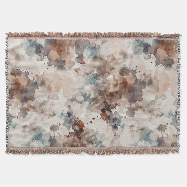 Stripes Abstract Blue Cream Brown   Throw Blanket (Front)