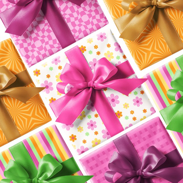 Stripes Abstract Colourful Floral Vibrant Gift Wrapping Paper Sheet (Creator Uploaded)