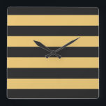 STRIPES adjustable Black Square Wall Clock<br><div class="desc">Coloured stripes against background colour that can be replaced. Play with different background colours to create a personal match!</div>