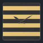 STRIPES adjustable Black Square Wall Clock<br><div class="desc">Coloured stripes against background colour that can be replaced. Play with different background colours to create a personal match!</div>