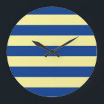 STRIPES adjustable Blue Large Clock<br><div class="desc">Coloured stripes against background colour that can be replaced. Play with different background colours to create a personal match!</div>
