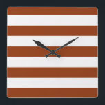 STRIPES adjustable Brown Square Wall Clock<br><div class="desc">Coloured stripes against background colour that can be replaced. Play with different background colours to create a personal match!</div>