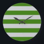 STRIPES adjustable Green Large Clock<br><div class="desc">Coloured stripes against background colour that can be replaced. Play with different background colours to create a personal match!</div>