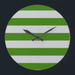STRIPES adjustable Green Large Clock<br><div class="desc">Coloured stripes against background colour that can be replaced. Play with different background colours to create a personal match!</div>
