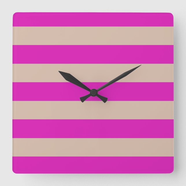 STRIPES adjustable Pink Square Wall Clock (Front)