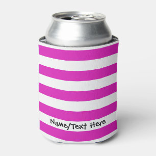 STRIPES adjustable Pink with Name Can Cooler