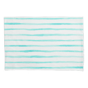 Stripes Alive Turquoise Blue Watercolor Pillowcase