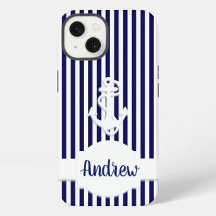 Stripes & Anchor Monogram Custom iPhone 13 Case
