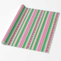 Stripes and Abstract Planets, Rose Pink and Green
