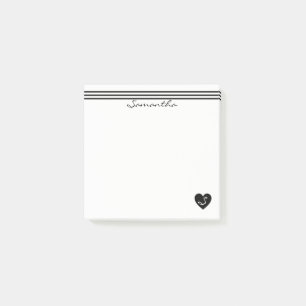 Stripes And Black Heart Post-it Notes