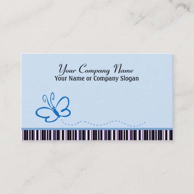Stripes and Blue Butterfly Business Card (Front)
