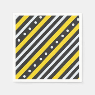 Stripes and bubbles yellow black napkin