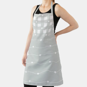 Stripes and Chequered Hearts Pattern Apron