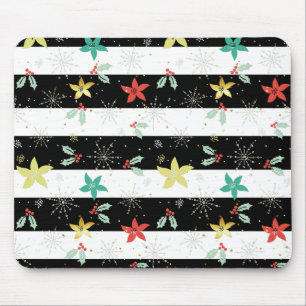 Stripes and Christmas foliage pattern Mouse Pad