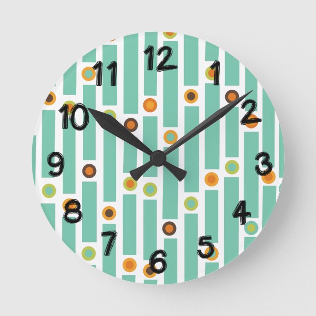 Stripes and Circles  Round Clock (Front)