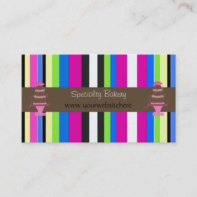 Stripes and Fancy Cakes Business Card (Front)