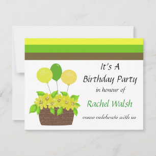 Stripes and Flowers Birthday Invitation