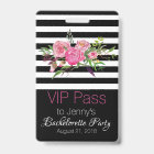 Stripes and Flowers Chic Bachelorette Party Badge