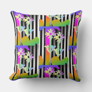 Stripes And Flowers Decorative Cushion