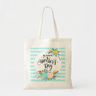 Stripes And Flowers Tote Bag