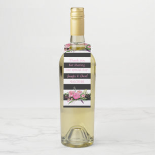 Stripes and Flowers Wine Bottle Favour Tag