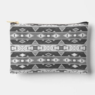 Stripes and geometric shapes grey white accessory pouch