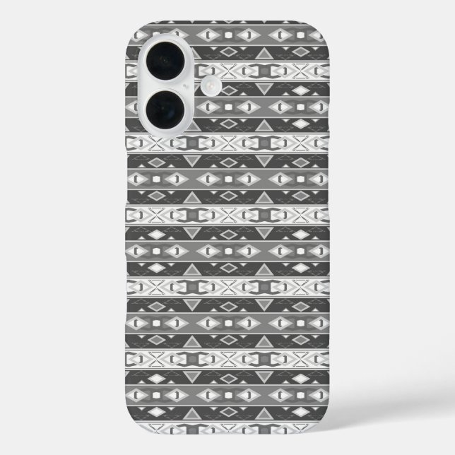 Stripes and geometric shapes grey white Case-Mate iPhone case (Back)
