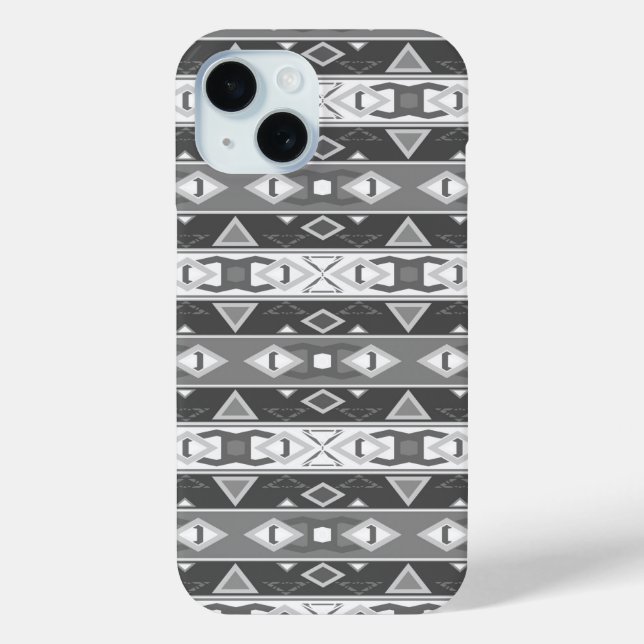 Stripes and geometric shapes grey white Case-Mate iPhone case (Back)