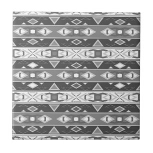 Stripes and geometric shapes grey white tile