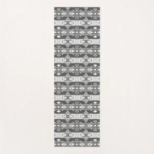 Stripes and geometric shapes grey white yoga mat