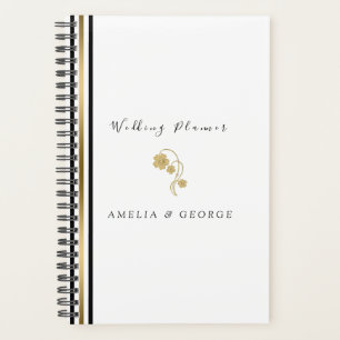 Stripes And Gold Flowers Planner