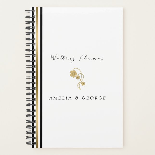 Stripes And Gold Flowers Planner (Front)