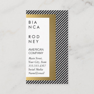 Stripes and Gold Metallic Layers Business Card