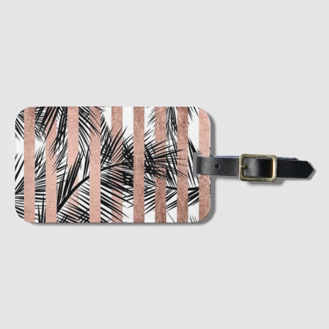 Stripes and Leaves Luggage Tag (Front Horizontal)