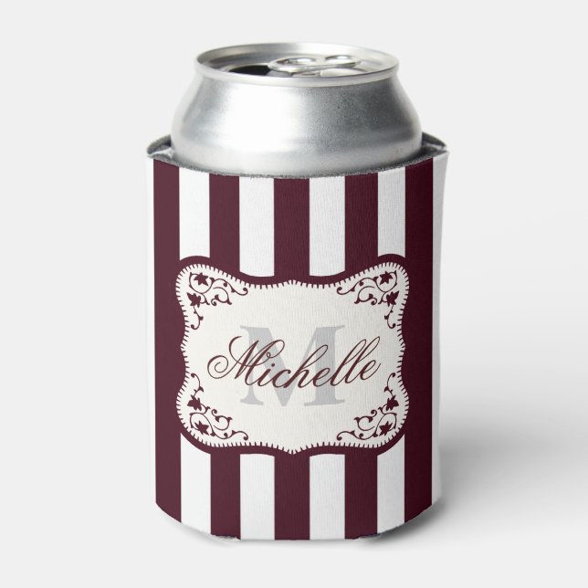 Stripes and Monogram Can Cooler (Can Front)