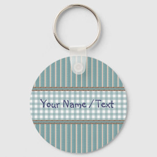 Stripes and plaid design key ring
