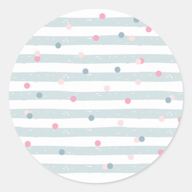Stripes and Polka Dots Classic Round Sticker (Front)