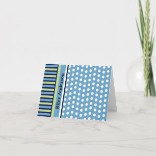 Stripes and Polka Dots Personalised Note Card