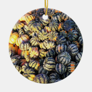 Stripes And Pumpkins Ceramic Tree Decoration
