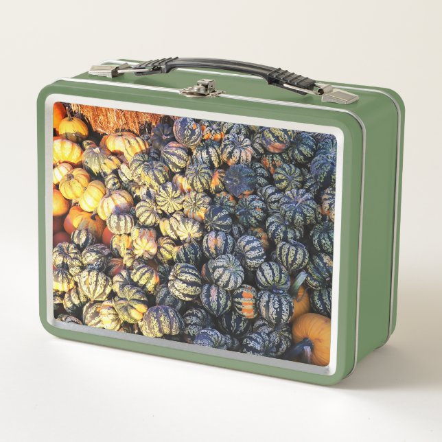 Stripes And Pumpkins  Metal Lunch Box (Front)