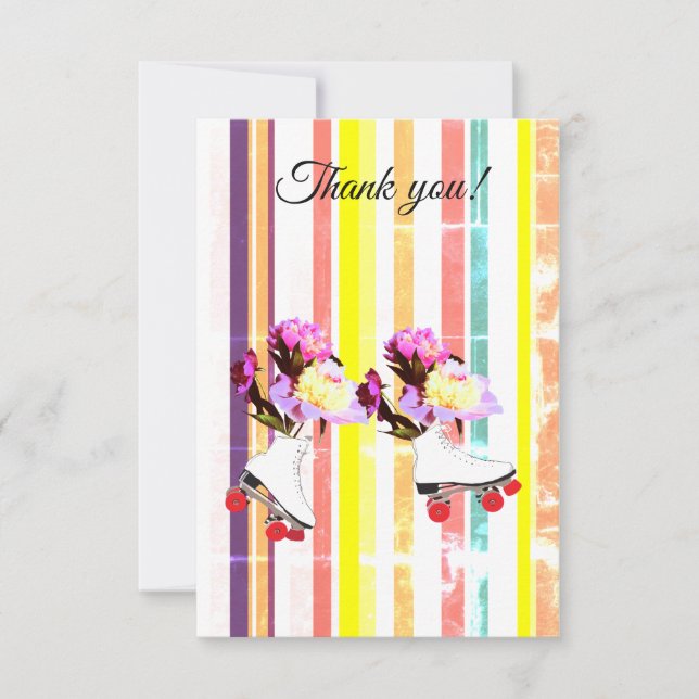 Stripes and Rollers  Thank You Card (Front)