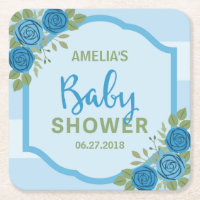 Stripes and Roses Blue Boy Baby Shower